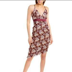 NWT Bardot Burgundy Floral Lace asymmetrical dress with lace size 6